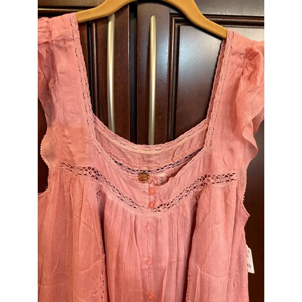 NWT Free People Pink Olivia Gauze Babydoll Dress Size S NWT - Picture 6 of 16